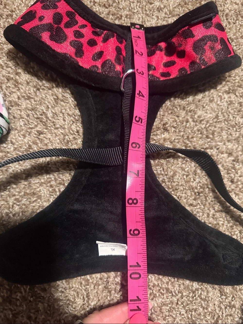 MyDog simple dog harness in pink/black animal print & faux fur (XL) EUC!